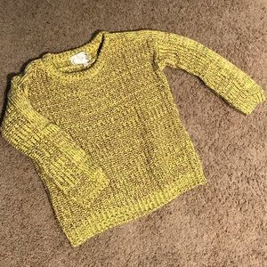 unique bright yellow sweater with pink/black